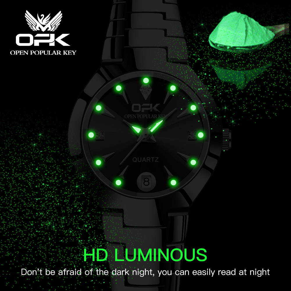 OPK8105 Relógio feminino com bateria de quartzo e calendário requintado e compacto