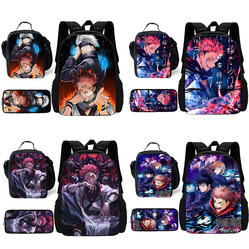 Kind Jujutsu Kaisen Gojo Satoru Schul rucksack mit Lunch paketen, Bleistift taschen, Schult aschen für Jungen Mädchen bestes Geschenk