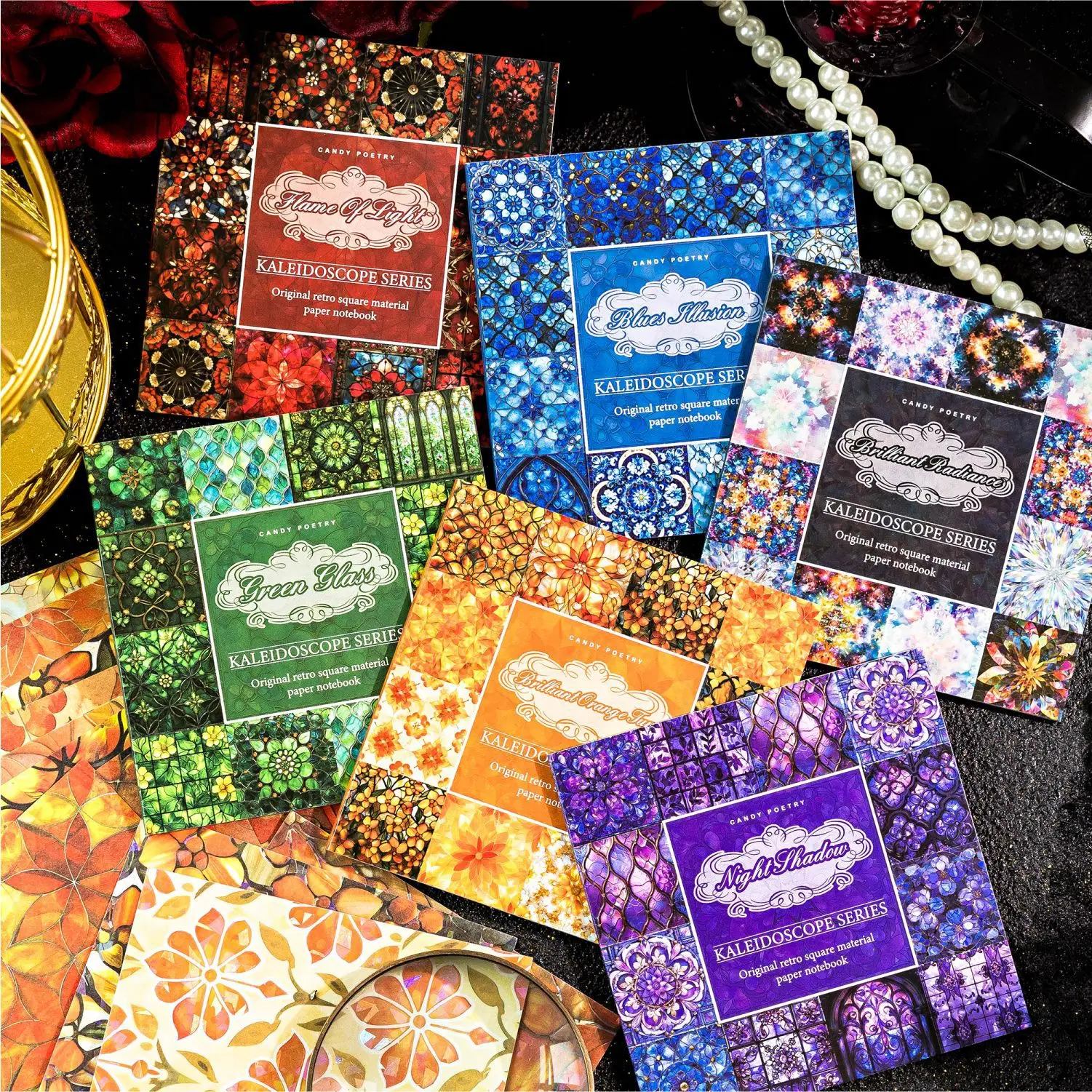Mr. Paper, 6 Styles, Retro Double Decoration Material Paper, Dreamy Colorful Material Paper DIY Handmade Decoration Base Paper
