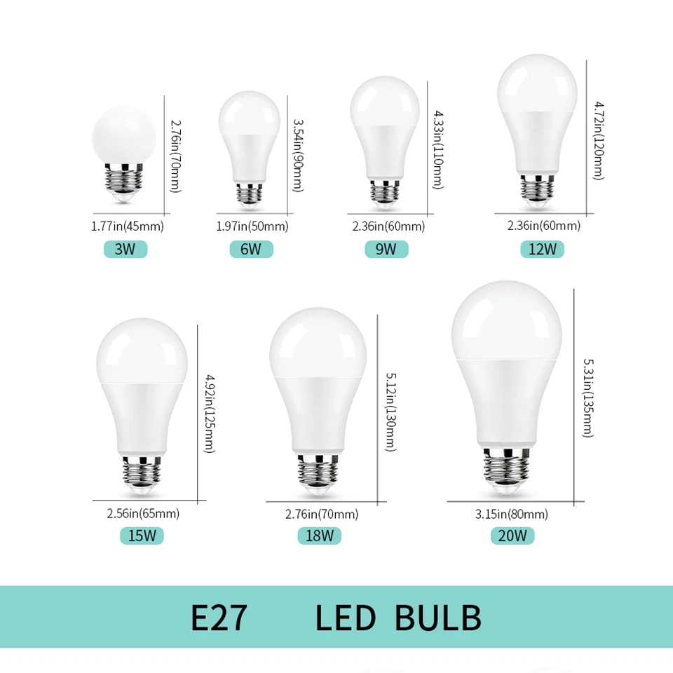 5 stks/partij LED Lamp E27 E14 LED Lamp 3 W 6 W 9 W 12 W 15 W 18 W 20 W Lampara Lampada Led Gloeilampen 220 V Bombillas Led Binnenverlichting