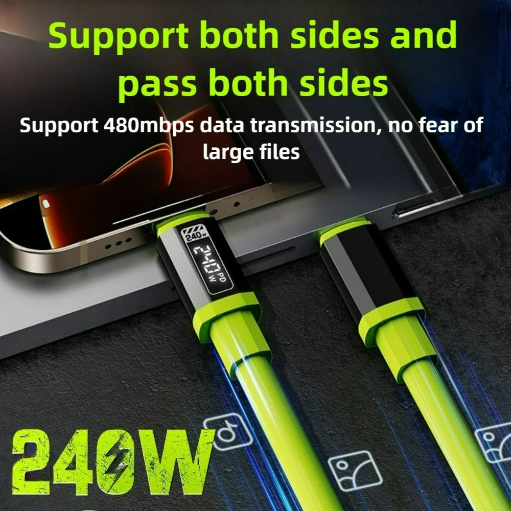 Universal Type C To Type C High Power Charger Cord 240W with Power Screen for Xiaomi Huawei OPPO VIVO IPhone 15 16 17 Samsung