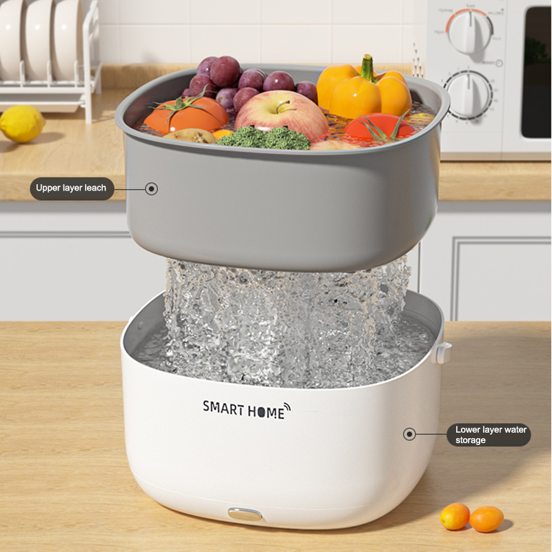 Electric Vegetable And Fruit Washing Machine Food Remove Pesticide Residues Washer Kitchen Fruit Dirt Cleaning Purifier Basket