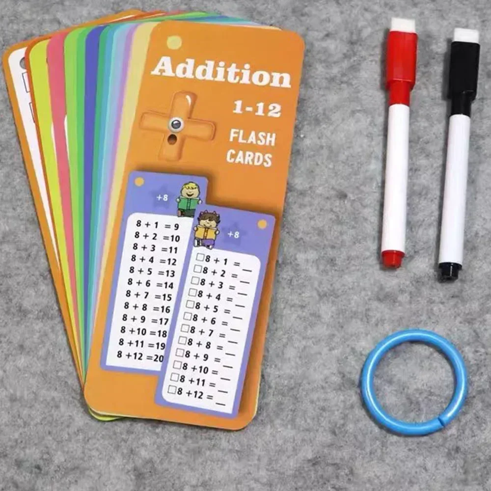 1-12 Math Addition Training Cards for Children 15 Cards Double Sided Addition Calculation Table Cards Mathematical Learning Tool