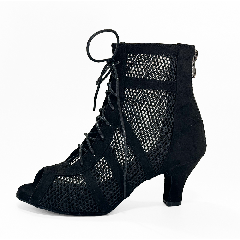 Botas de dança com zíper salsa latina camurça preta sapatos de dança de couro feminino em saltos diferentes 8.5cm 7.5cm 6cm QT-006