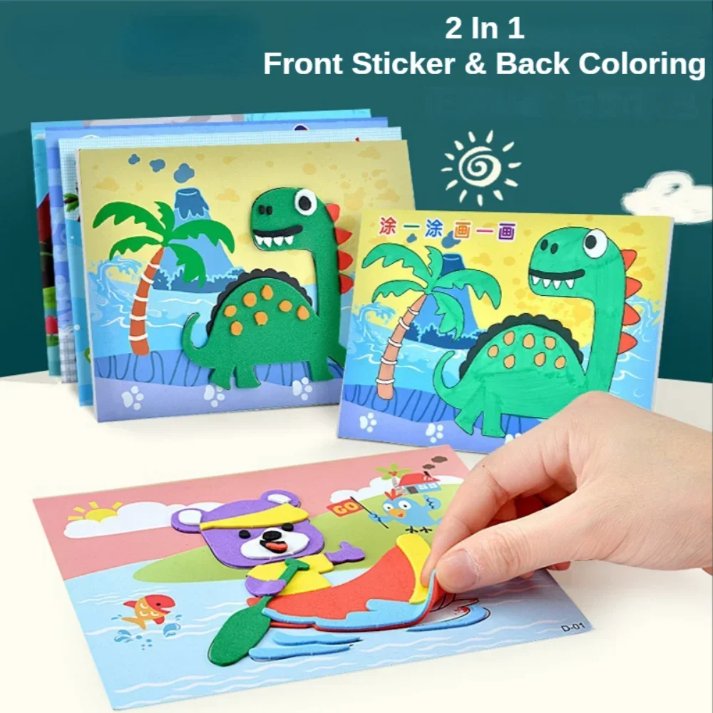 10 Stücke 3D EVA Schaum Aufkleber Puzzle Spiel DIY Cartoon Tier Handwerk Spielzeug Kinder Zeichnung Spielzeug Lernen Bildung Spielzeug für Kinder Geschenke