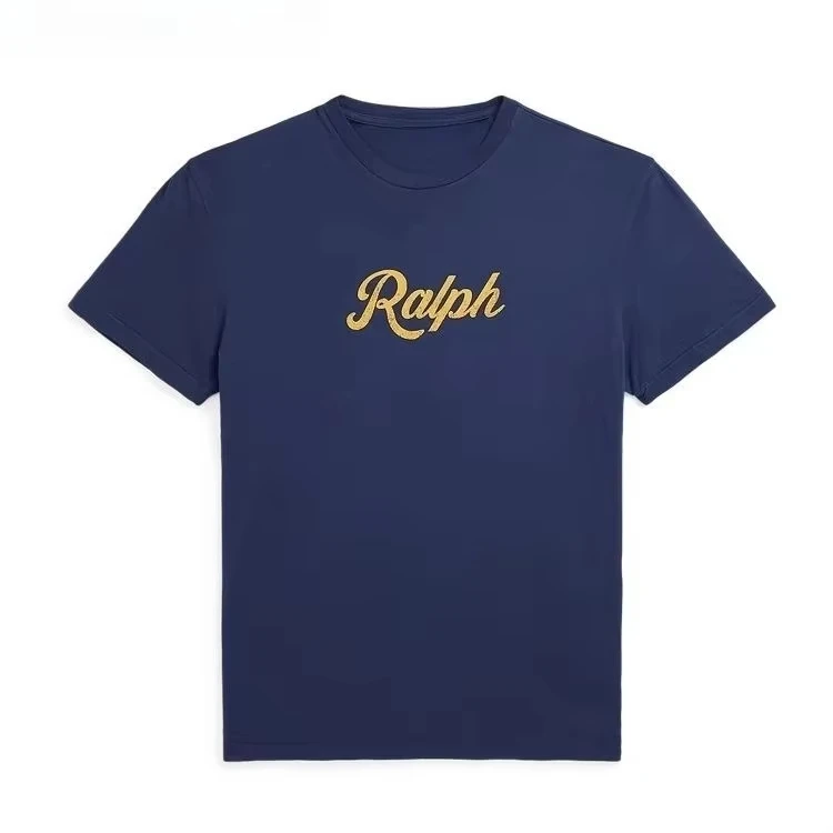 Masculino lazer ao ar livre esportes algodão manga curta camiseta moda versátil simples carta impressa padrão clássico interior topo