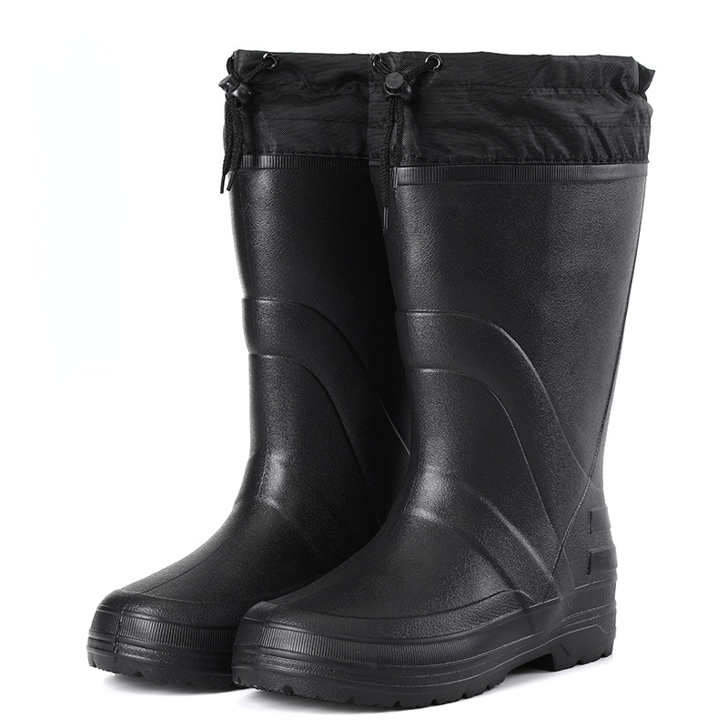 2025 nuevas botas de lluvia para hombre, Botas de lluvia antideslizantes de EVA de alta calidad, botas de nieve con plataforma para hombre, zapatos impermeables cálidos para invierno, zapatos de trabajo para hombre