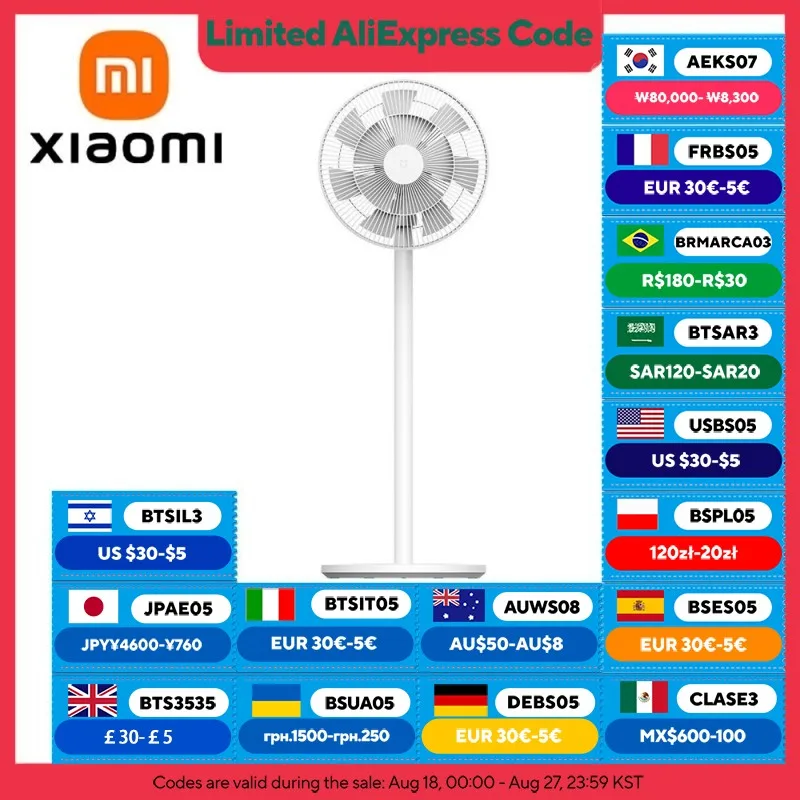 XIAOMI MIJIA Inteligentny wentylator podłogowy z falownikiem DC Wersja akumulatorowa, przepływ powietrza dalekiego zasięgu 13 m, bezprzewodowe zastosowanie 11,7 godz., 150 °   Oscylacja