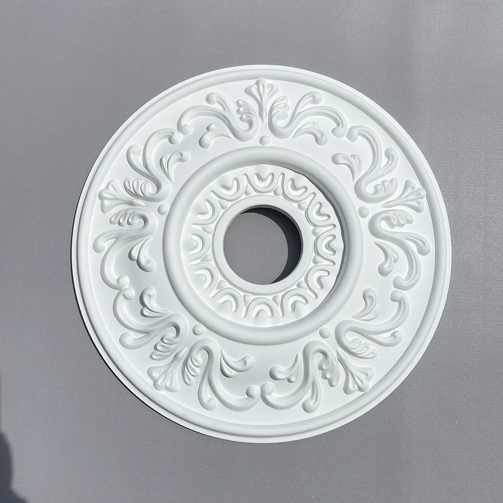 PU ceiling light base round model for decoration; round ceiling light base with a line of imitation gypsum;