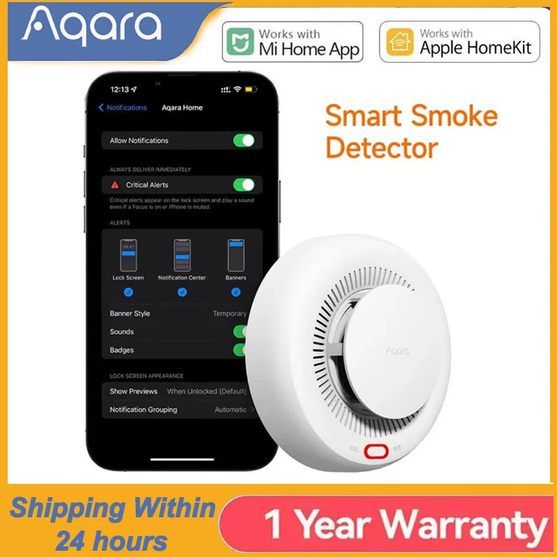 Aqara Smoke Detector Sensor Fire Alarm Zigbee 3.0 fire alarm zigbee Monitor Sound Alert Home Security Works with Mi home Homekit
