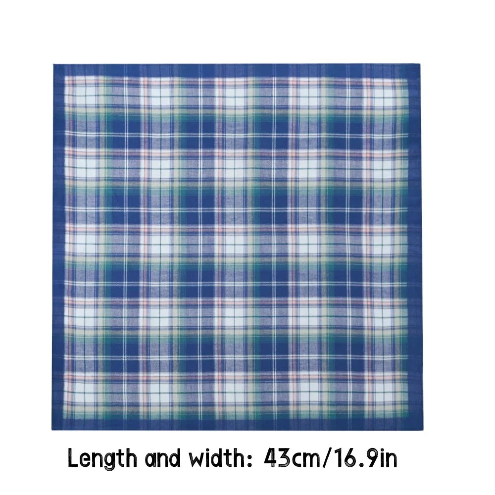 3PCS dünne Baumwolle Plaid Herren Taschentuch weiche Gentleman Taschenhandtuch für Anzug 43cm/16,9in Größe