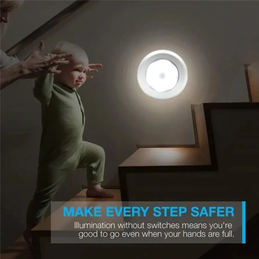 Inducción del cuerpo humano 6LED luz nocturna LED Sensor de movimiento PIR Detector inalámbrico luz automática encendido/apagado para iluminación de cabecera del hogar