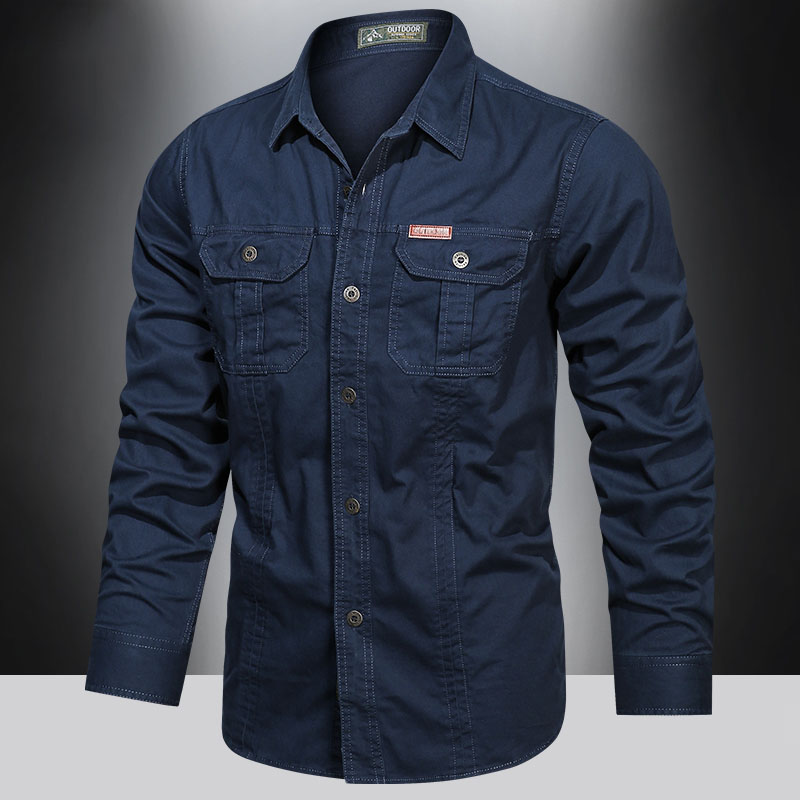 Camisa Cargo de algodón para hombre, camisas de manga larga con múltiples bolsillos, ropa informal para exteriores, sobrecamisa Militar de alta calidad, primavera 2024