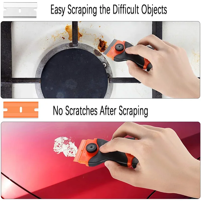 ทําความสะอาด Scraper กระจกหน้าต่างเซรามิค Scraper 2 ใบมีดพลาสติก Handle ยานยนต์ฟิล์มสติกเกอร์ Remover
