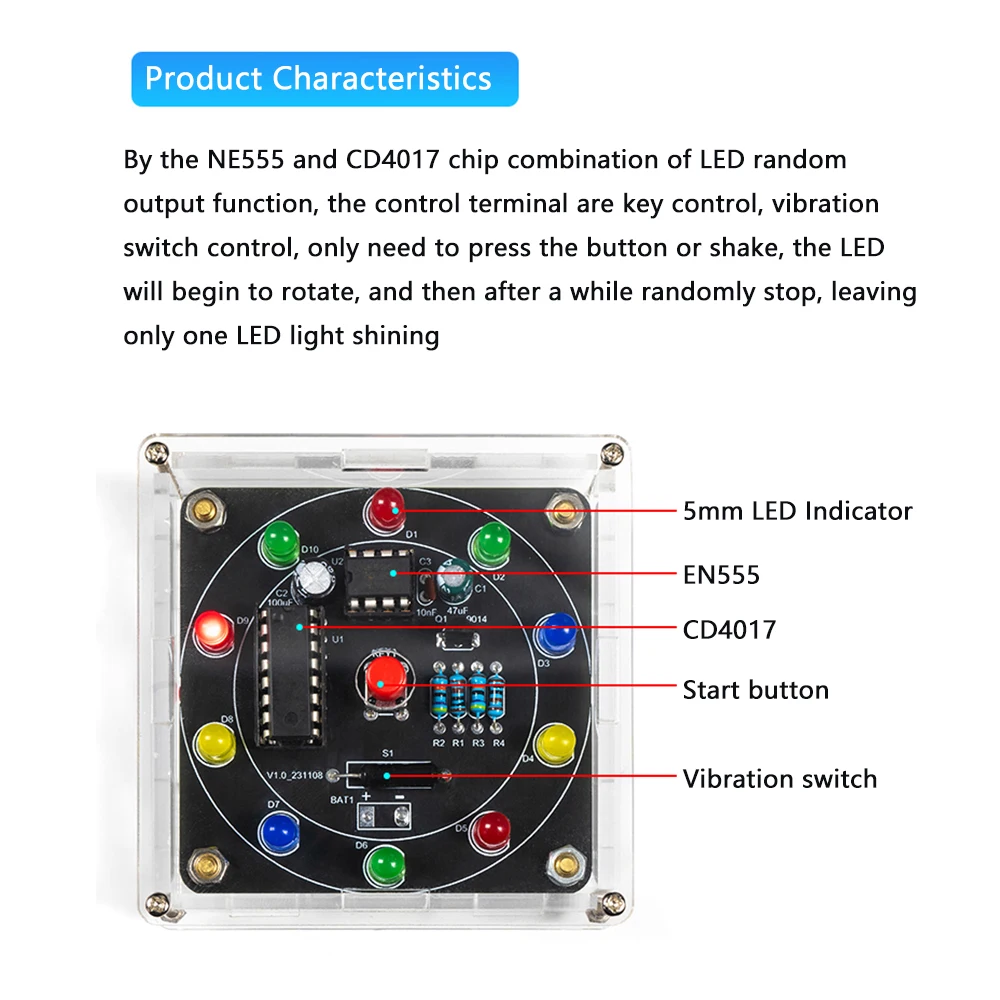 Kit de Fabricación de bricolaje de rueda de Fortuna, bricolaje electrónico, Bricolaje, Trousse, producción electrónica, componentes de Suite rotativa de la suerte
