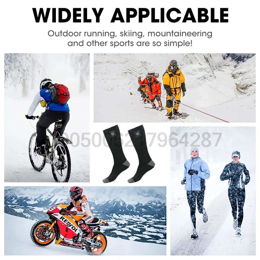 Calcetines calefactables Invierno Cálido Moto de nieve Esquí Calcetines calefactables con estuche para batería Deporte al aire libre Calentador térmico para pies Deportes de esquí