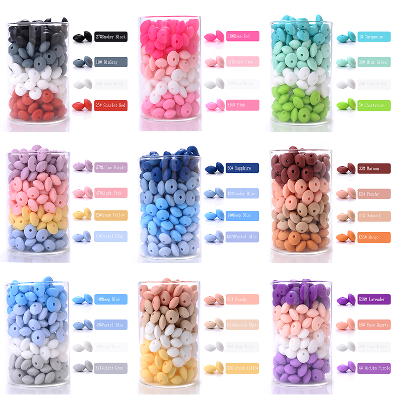 50 unids/lote de cuentas espaciadoras de silicona de 12mm para dijes DIY, accesorios de lactancia para recién nacidos, collar, cadena de chupete, juguete para la dentición sin BPA