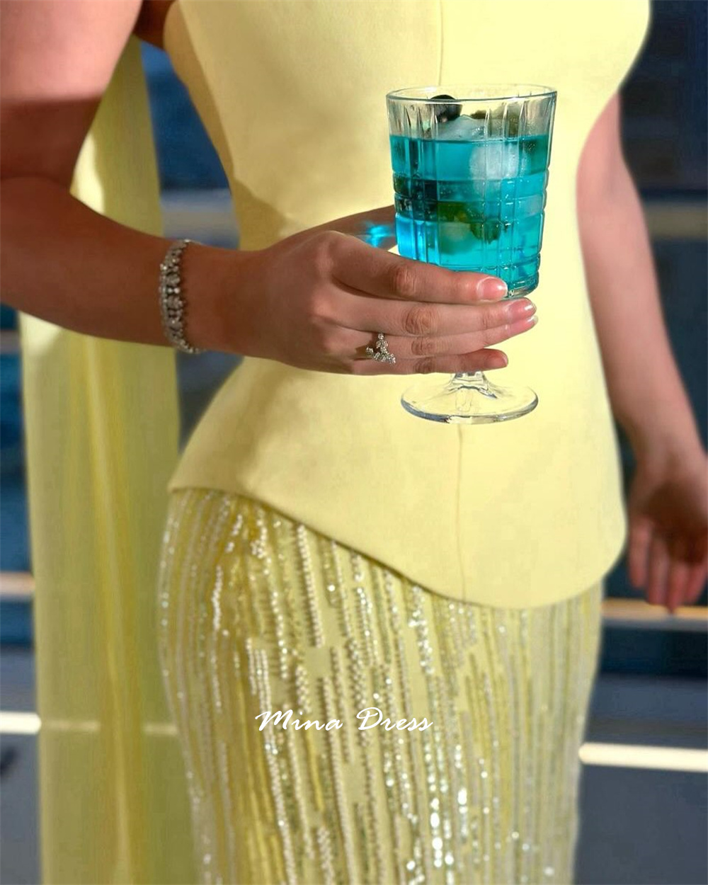 Mina Customized Beads Prom Dresses Elegant Evening Party Dresses for Special Occasions Piglet Breast Two Pieces Without Straps