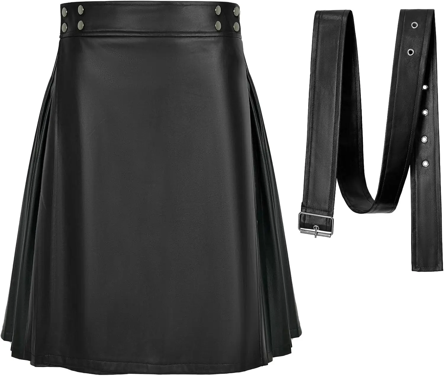 Schottische Utility-Kilts für Herren, Vintage-Gothic-Faltenröcke, traditionelle Vintage-Leder-Kilts mit hoher Taille