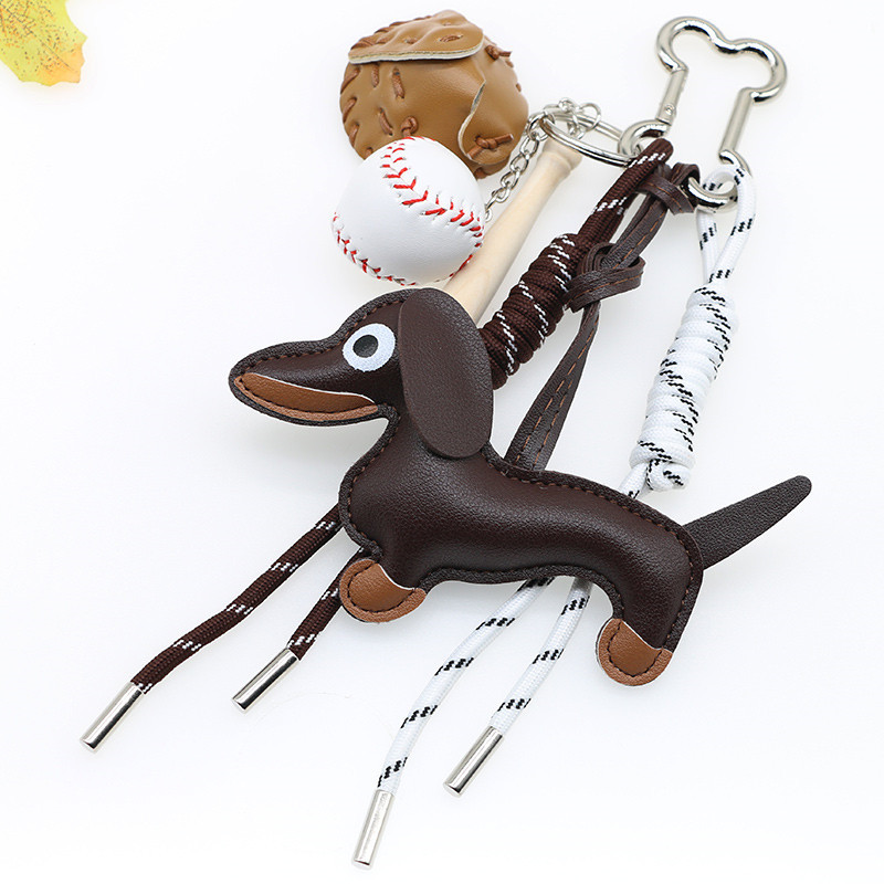 Novo dos desenhos animados personalizado chaveiro saco pingente série salsicha cão em forma de saco pendurado decoração para presente