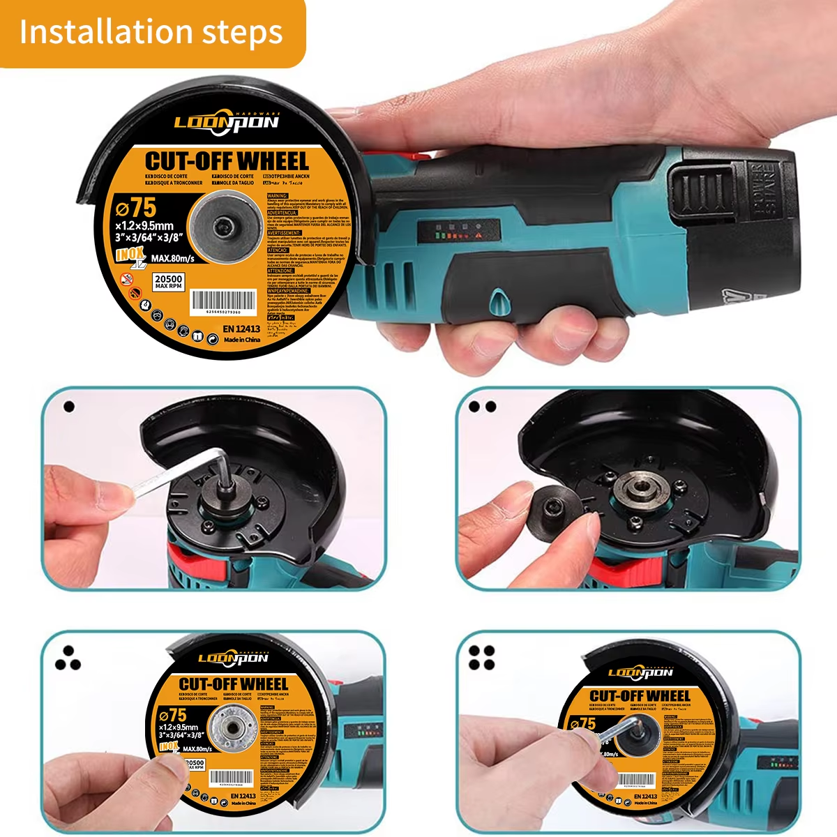 Loonpon 75mm/3 Zoll Harz schneid scheibe 9.5mm Bohrung Kreissäge blatt abgeschnittene Rad winkels chleif scheiben für Metall Edelstahl