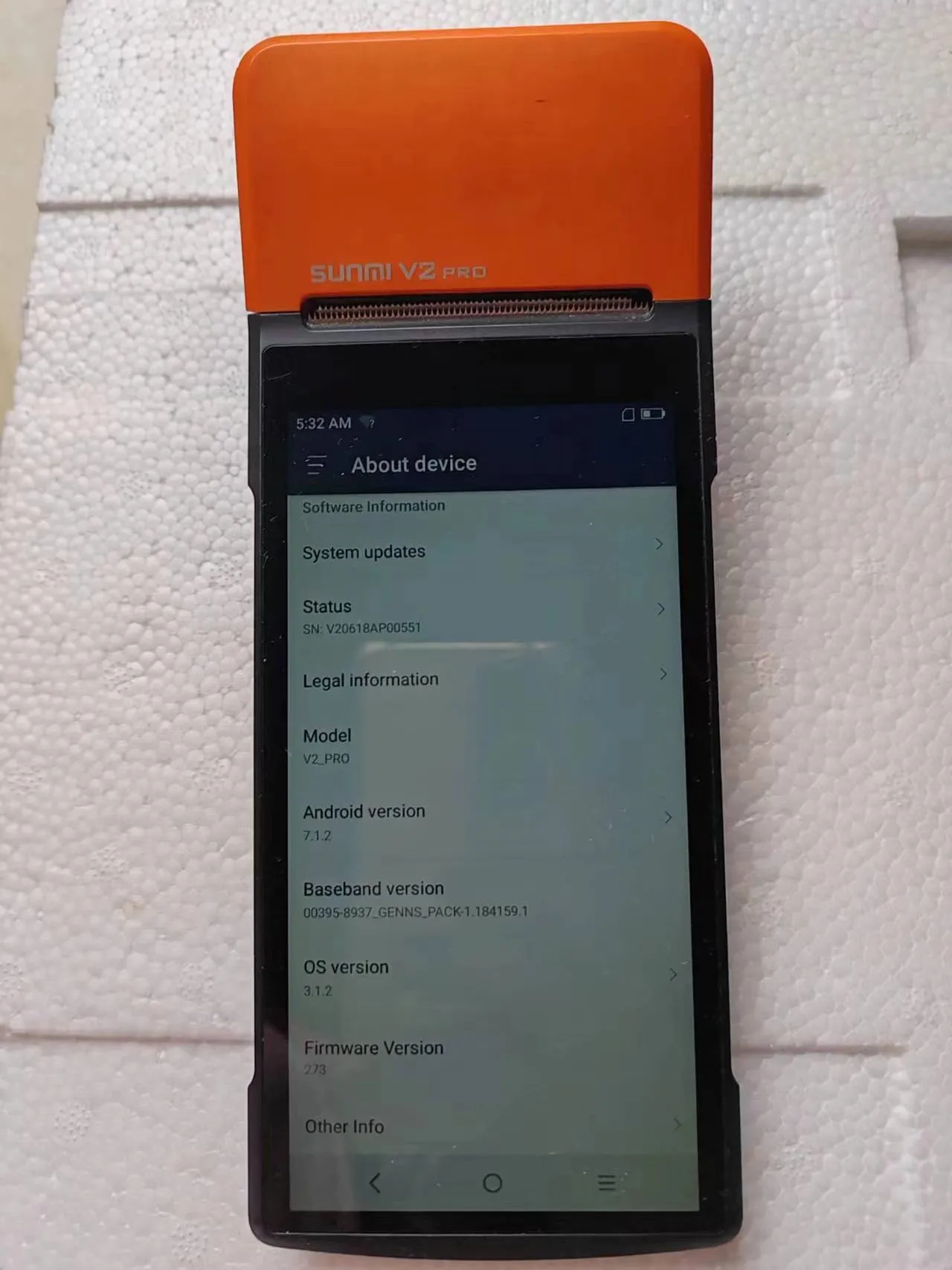 Terminal POS V2 Pro Android 7.1 usado integrado en la impresora sin función NFC con Wifi 4G 1+8 Ram