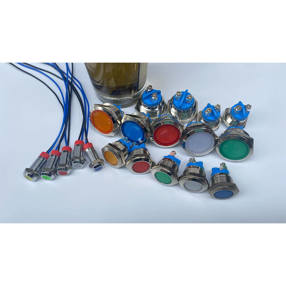 6mm 8mm 10mm 12mm 16mm Metal LED Warning indicator light Waterproof IP67 Signal Lamp Pilot Wires switch 3V 5V 12V 220V Red Blue