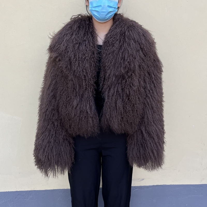 Kejinyuan Turn-down kraag Echte Mongolië Schapenbont Korte Jas Herfst Mode Warme Jas Vrouwen Krullend Lamsbont Jas Vrouwelijke