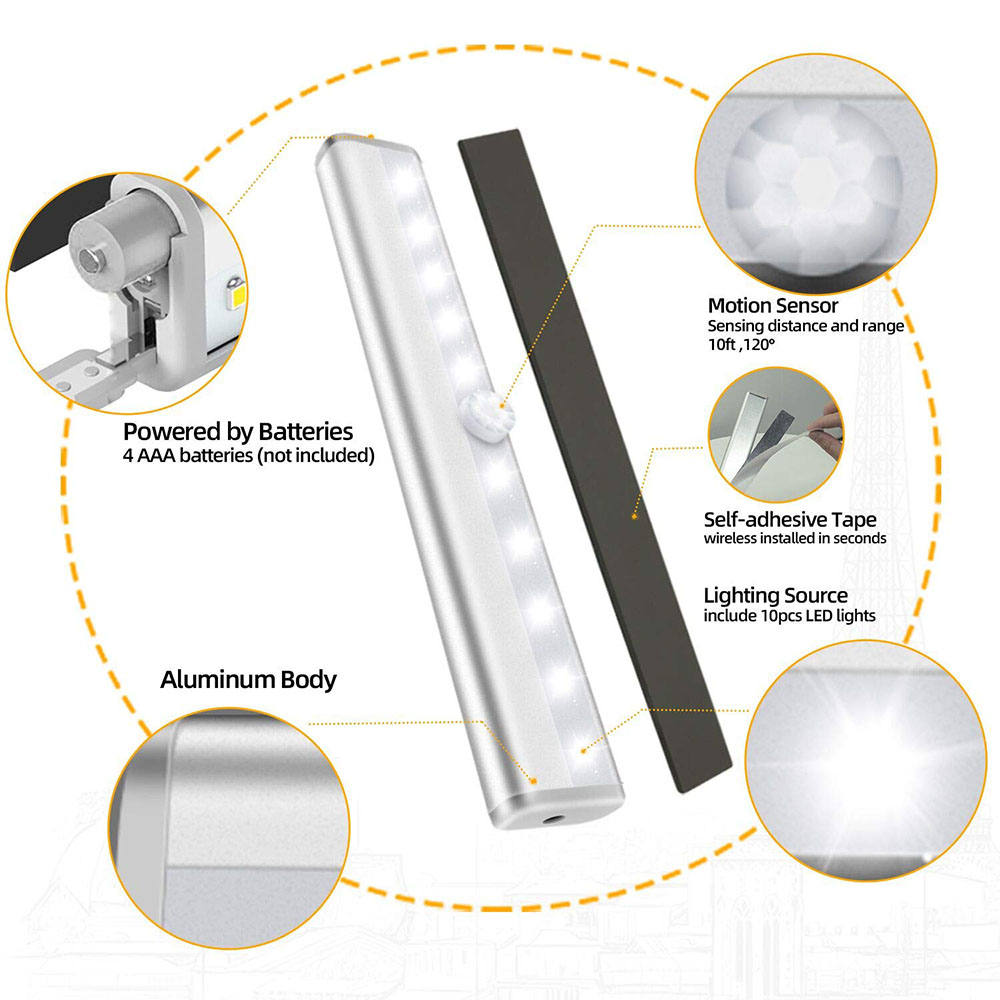 9cm/19cm led night light pir sensor de movimento armário luzes do corredor sem fio noite lâmpada cozinha iluminação da escada luminaria