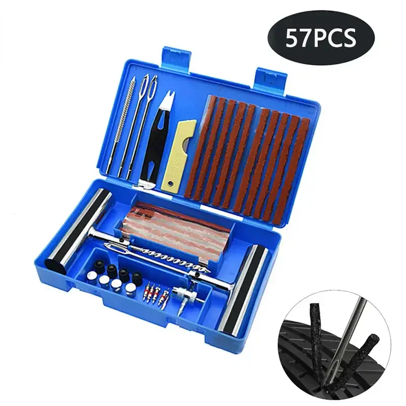 57 stücke Auto Reifen Reparatur Werkzeug Reifen Reparatur Kit Studding Werkzeug Set Auto Fahrrad Motorrad Reifen Reparatur Punktion Stecker Auto zubehör
