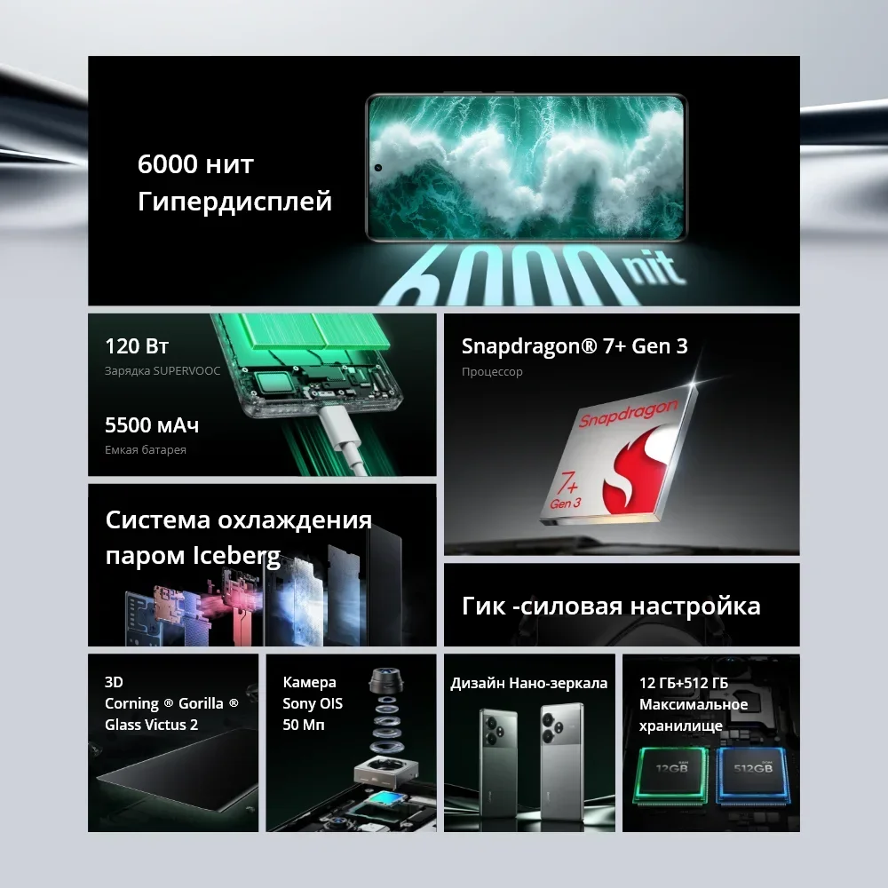[World Premiere] realme  GT6T Smartphones Snapdragon 7+ Gen 3 Processor 6.78"120Hz OLED 6000nit Display 120W SUPERVOOC Charge