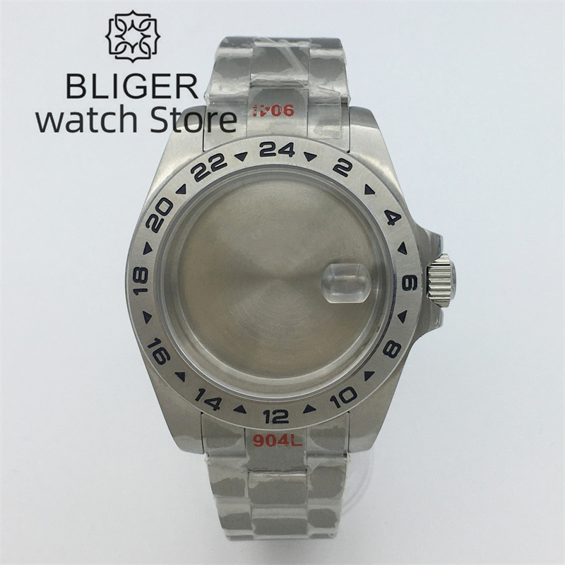 BLIGER 40mm /43mm Explore 2 Case Solid bezel Sapphire Glass fit NH34 NH35 NH36 ETA2824 PT5000 Miyota DG2813 3804 movement