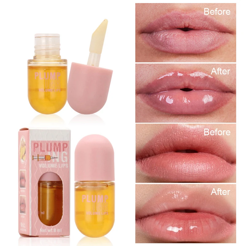 O óleo plumper labial acalma instantaneamente os lábios aumentando a elasticidade labial hidrata e brilho de longa duração saturação maquiagem cuidados com os lábios