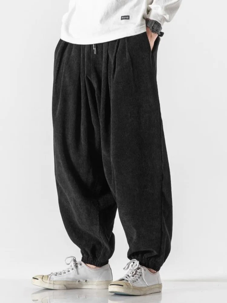 Corduroy กว้าง Harem กางเกงผู้ชายหลวมสบายๆ Jogger กางเกงจีน Baggy ขนาดใหญ่ Heavy Duty Oversize กางเกงชายคุณภาพสูง