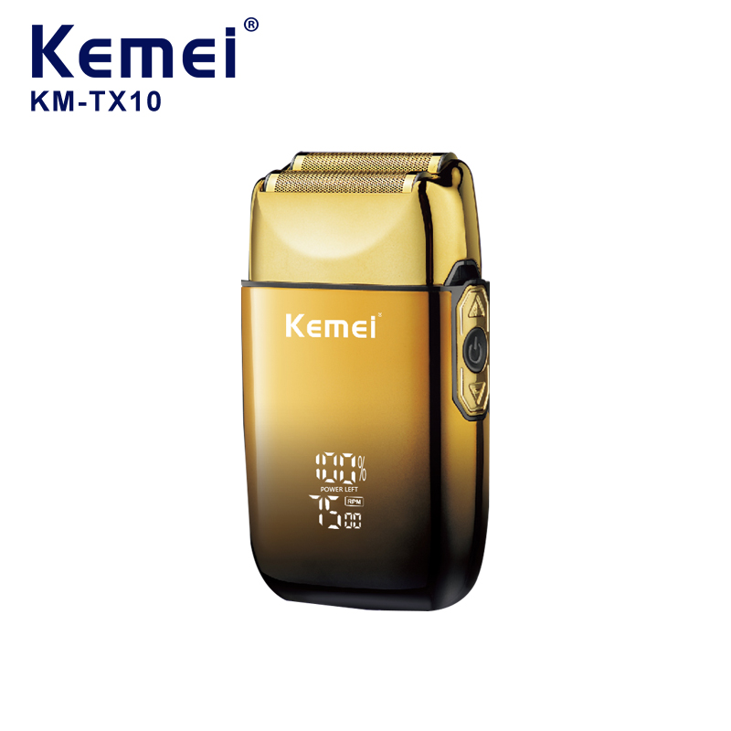 Kemei tx10 novo barbeador elétrico com tela de exibição led recarregável cabelo barba navalha cabeça careca barbear para homem