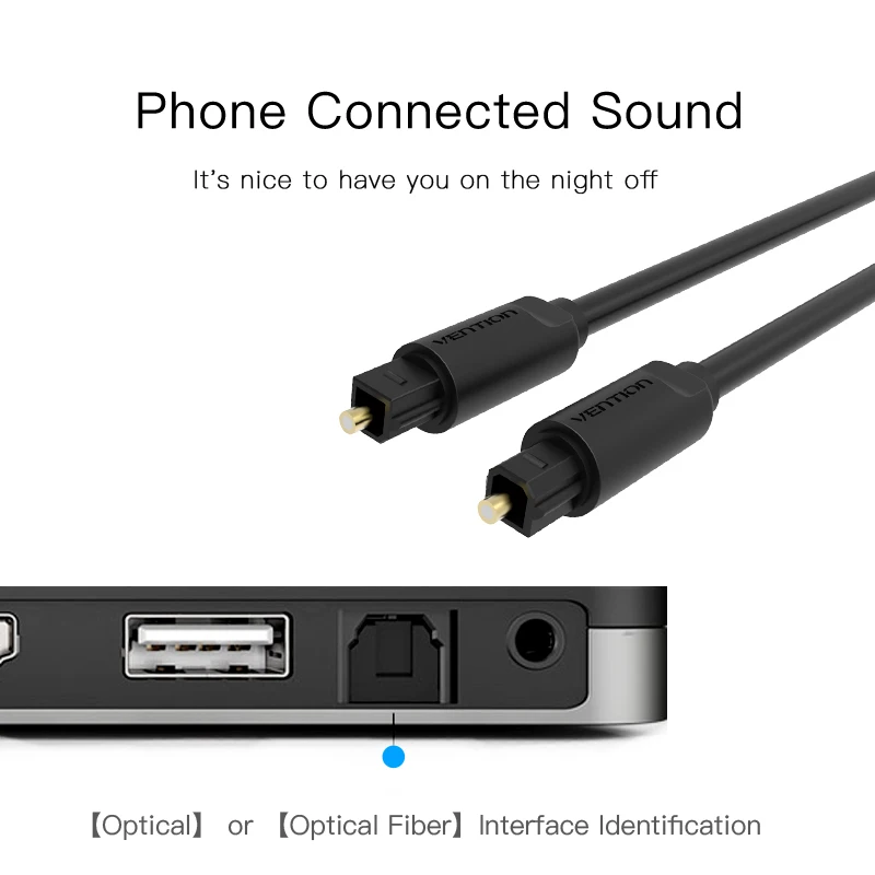 Chính Hãng Vention Kỹ Thuật Số Cáp Âm Thanh Quang Học Toslink SPDIF Dây Cáp Đồng Trục Dây 1M 2M 5M Cho Khuếch Đại Blu-ray Xbox 360 PS4 Soundbar Sợi Cabl