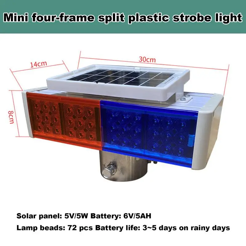Solar Powered Strobe Light Waterproof Security Alarm Light Safety Signs Road Construction Signs Flash Traffic Lights Flicker