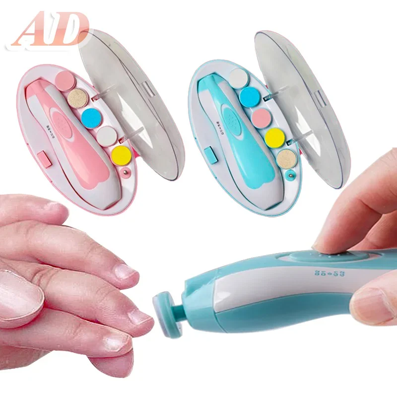 Elektrische Baby-Nagelfeile, Nagelknipser, Kleinkind-Zehennagel-Pflegeset, Nagelschere, Blau, Rosa, Jungen und Mädchen, sicher, um die Hände nicht zu verletzen