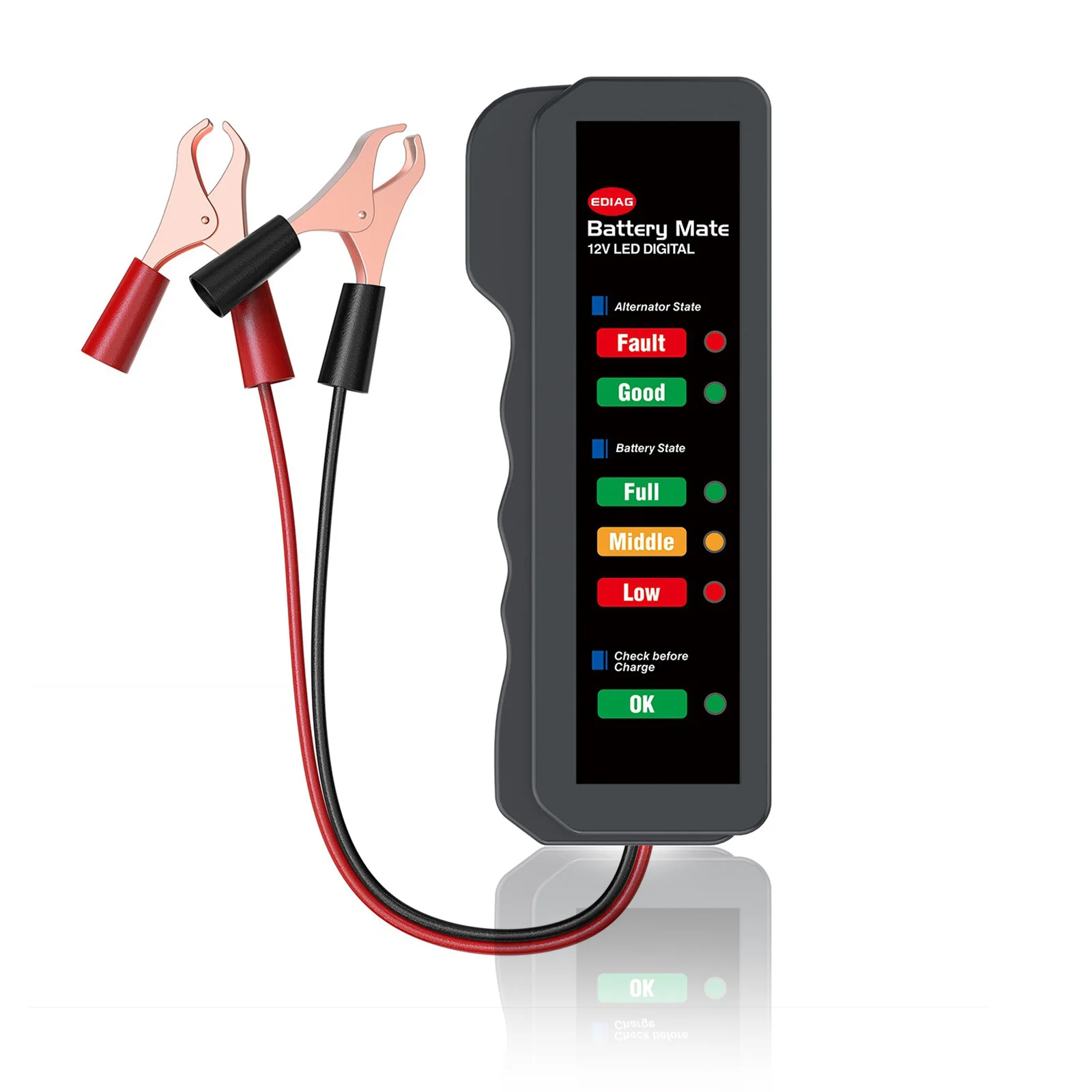 Mini probador de batería de coche de 12V, probador de alternador Digital, pantalla de 6 luces LED, herramienta de diagnóstico de coche, analizador de batería automática