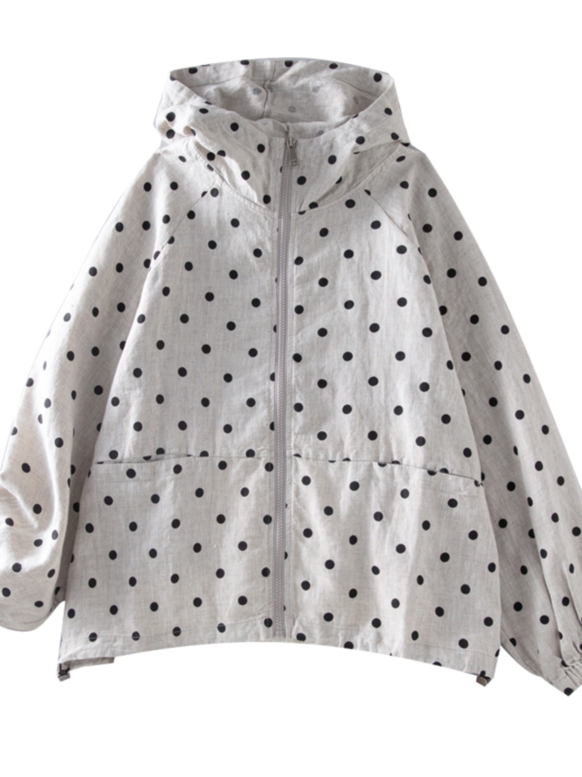 Jaqueta de Mole com Capuz e Zíper em Aodão e Linho para Mulheres Plus Size Primavera 2025, Estilo Solto e Moderno