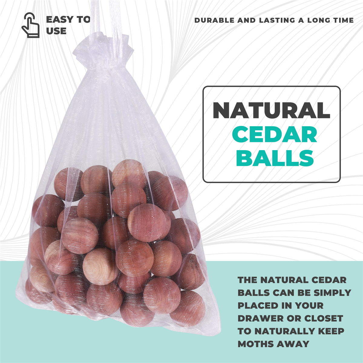 Bolas de cedro BABQ para armários e gavetas Bolas de cedro naturais para armazenamento de roupas 48 unidades com 2 sacos de cetim