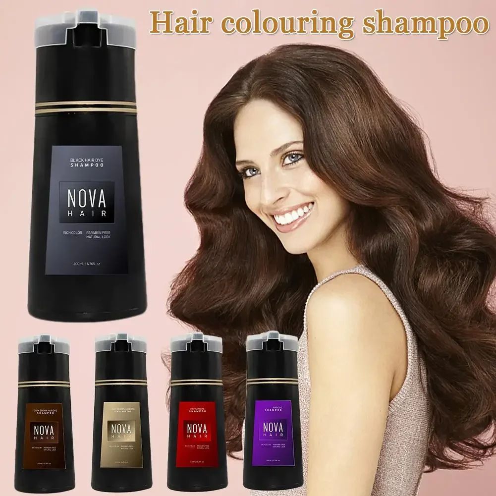 Nova Haarverven 3-in-1 Haarverzorging Shampoo Natuurlijk Snel Wit Haar Geverfd Zwart Haarverf Blijvend Gemak Mannen Vrouwen Haarverzorging
