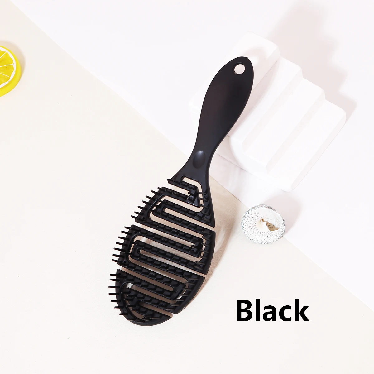 Escova de cabelo para massagem no couro cabeludo, oca, antiestática, molhada, secagem de cabelo, escova de cabelo, ferramenta de estilo especial para perucas de cabelo real