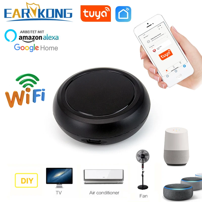EARYKONG-Tuya WiFi Controle Remoto IR para Ar Condicionado, TV, Ventilador, Casa Inteligente, Infravermelho, Controle Remoto Universal, Suporte Alexa, Google Home