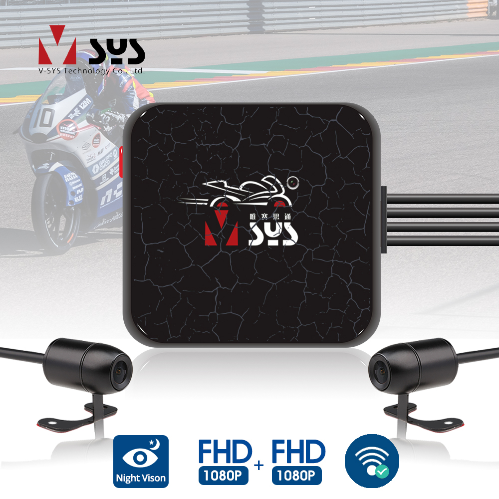 Vys d6rl d6wl dupla 1080p motocicleta dvr wifi frente & traseira à prova dwaterproof água câmera gravador motocicleta traço cam moto caixa preta