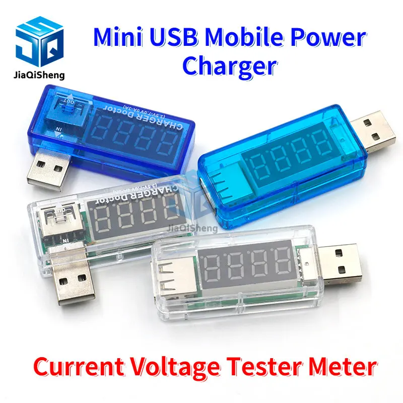 Medidor de voltaje de corriente de carga móvil, Mini cargador USB, médico, voltímetro, amperímetro, giro transparente
