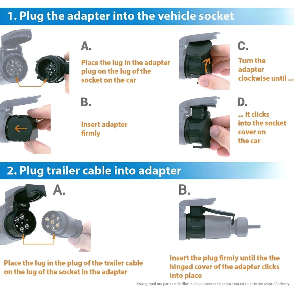 Adaptador de remolque de 13 pines a 7 pines, remolque, caravana, camión, barra de remolque, adaptador de enchufe de coche, conector convertidor de enchufe eléctrico impermeable de 12V