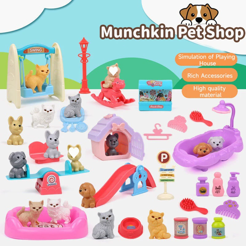 Lindo juego de perros de juguete para niños, casa de juegos, juguete interacción entre padres e hijos, juguetes de tiempo libre, Mini casa para cachorros, juego de juguetes de catería, regalos