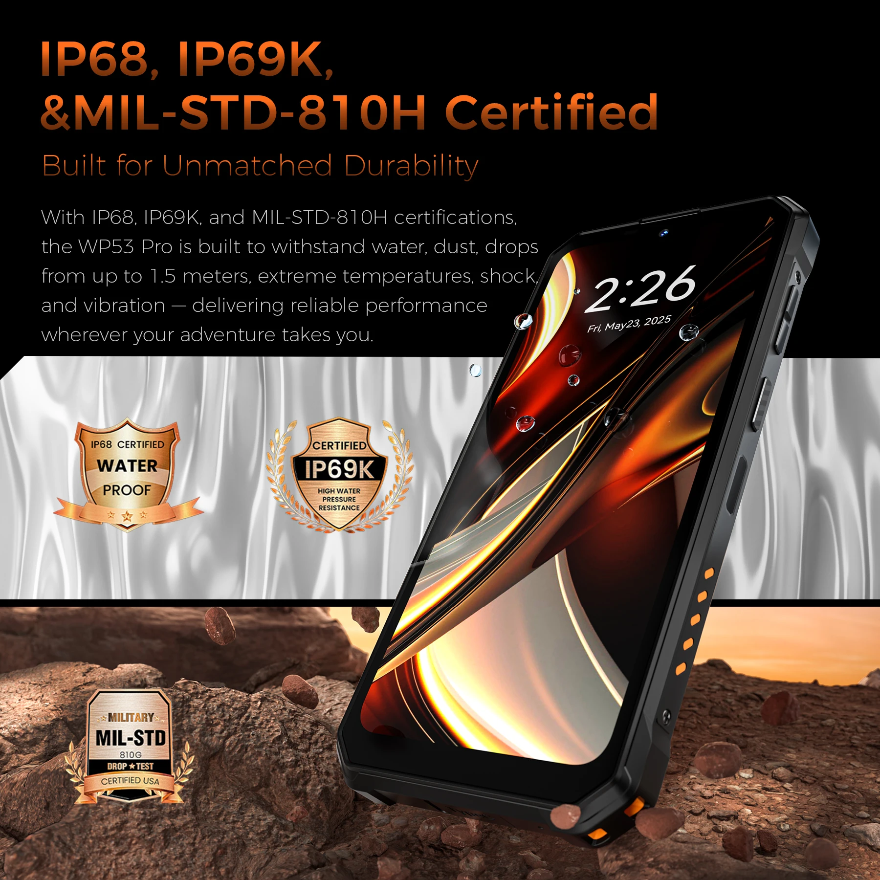 【ใหม่】OUKITEL WP53 PROโทรศัพท์ที่ทนทาน,24GB + 256GB 11000mAh Android 15 6.52" NFC 50MPโทรศัพท์มือถือ