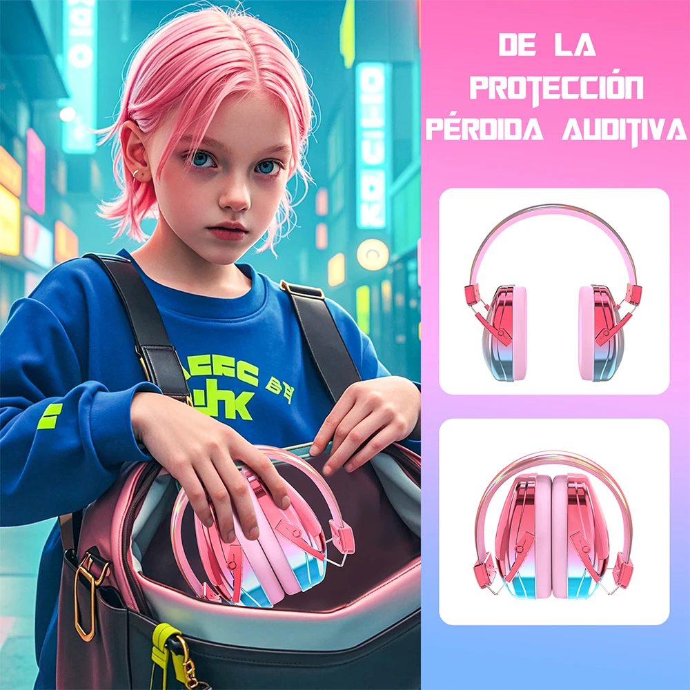 Orejeras galvanizadas a la moda, protector auditivo para niños, auriculares antiruido para autismo, protectores auditivos para niños, regalo para niños pequeños
